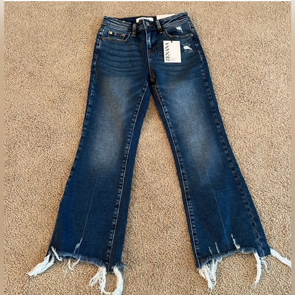 Kick Crop Flare Denim Jeans | Zenana size 29